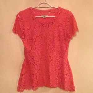 Isaac Mizrahi hot pink lace tunic
